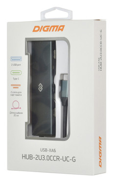 Стыковочная станция Digma HUB-2U3.0CCR-UC-G (HUB-2U3.0СCR-UC-G)