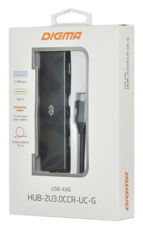 Стыковочная станция Digma HUB-2U3.0CCR-UC-G (HUB-2U3.0СCR-UC-G)