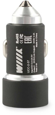 Автомобильное зар./устр. Wiiix UCC-2-37 17W 2.4A+2.4A 2xUSB универсальное черный