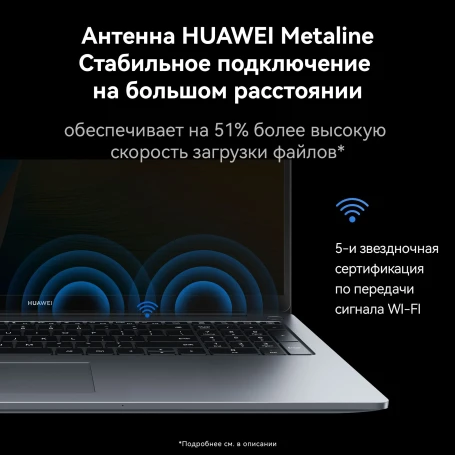 Ноутбук Huawei MateBook D 16 MCLG-X Core i5 13420H 8Gb SSD512Gb Intel UHD Graphics 16" IPS (1920x1200) Windows 11 Home grey space WiFi BT Cam (53014CNC)