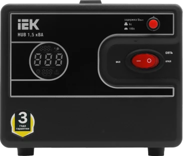 Стабилизатор напряжения IEK Hub 1.5кВА однофазный черный (IVS21-1-D15-13)