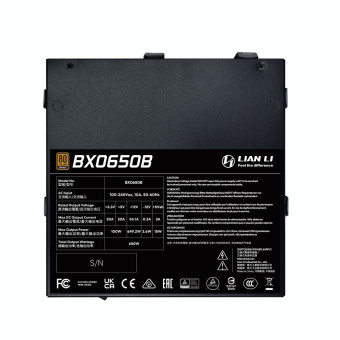 Lian Li BX0650B, ATX 3.1, 650W, 80 PLUS Bronze, PCIe 5.1, Black, G9P.BX0650B.B000.RU