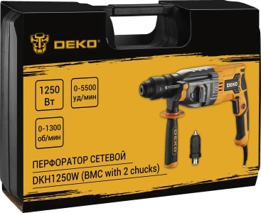 Перфоратор Deko DKH1250W патрон:SDS-plus уд.:3.2Дж 1250Вт (кейс в комплекте)