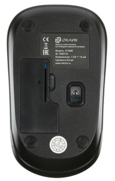 Мышь Оклик 525MW черный/голубой оптическая 1000dpi беспров. USB для ноутбука 3but (1090724)