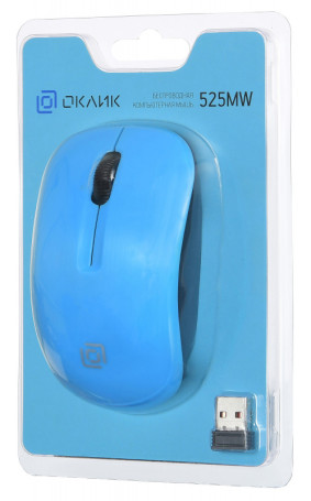 Мышь Оклик 525MW черный/голубой оптическая 1000dpi беспров. USB для ноутбука 3but (1090724)
