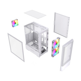 Powercase Mistral AY3W ARGB, ATX, 3x120mm ARGB, White, CMAYW-A3