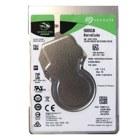 Seagate BarraCuda 2.5" 500GB SATA 6Gb/s 5400rpm 128MB ST500LM030