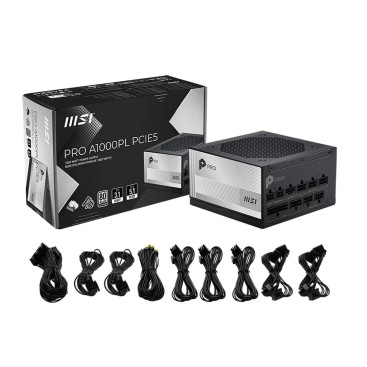 MSI PRO A1000PL PCIE5, 1000W, 80 PLUS Platinum, MS-7ZPLX, черный