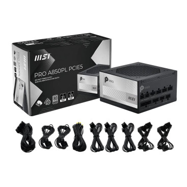 MSI PRO A850PL PCIE5, 850W, 80 PLUS Platinum, MS-7ZPLY, черный