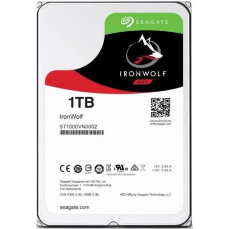 Seagate IronWolf NAS 3.5" 1TB SATA 6Gb/s 5900rpm 64MB ST1000VN002