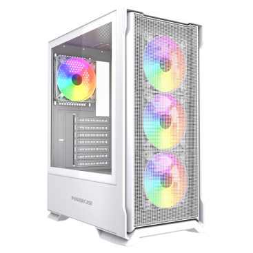Powercase Mistral AZ4W ARGB, ATX, 4x120mm ARGB, White, CMAZW-A4