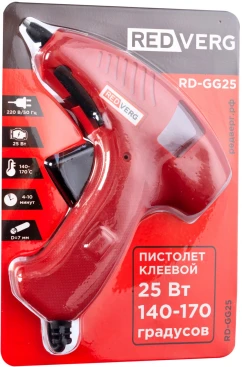 Клеевой пистолет RedVerg RD-GG25 25Вт 8гр/мин стерж.:7х100мм
