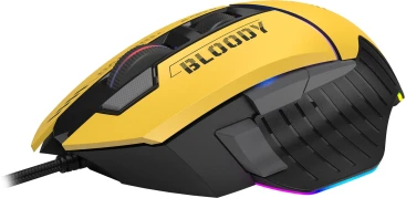 A4Tech Bloody W95 Max Sports, проводная, 12000dpi, желтый/серый