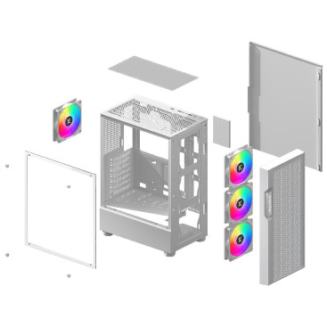 XASTRA A302 4FRGB, ATX, 4x120mm FRGB, White, A302-WH-FC120FRGB-4F-GL
