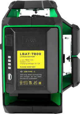 Уровень лазер. Ada LaserTANK 3-360 2кл.лаз. 515нм цв.луч. зеленый 3луч. (А00633)