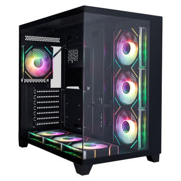 1STPLAYER MEGAVIEW MV8-TP ARGB, ATX, Aquarium, 7x120mm ARGB, Black, MV8-TP-BK-6FC7R-1FC7-HUB2