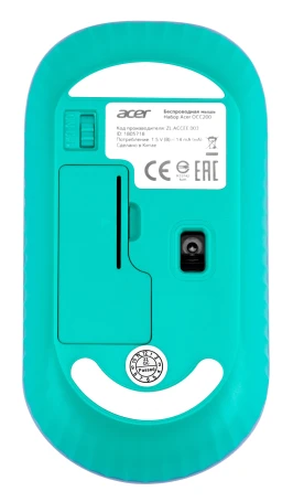 Acer OMR200, беспроводная, 1200dpi, зеленый/фиолетовый