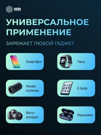 Мобильный аккумулятор Cactus CS-PBFSOA-10000 10000mAh 22.5W 4.5A USB-A/USB-C черный