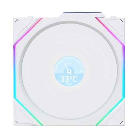 Вентилятор Lian Li UNI FAN TL WIRELESS LCD 120 / 12TLLCD1W1W WHITE / 120x124x28мм (PWM, ARGB, 1900 об/мин (Max.), 27dBa) / G99.12TLLCD1W1W.R0