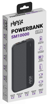 Мобильный аккумулятор Hiper SM10000 10000mAh 12W 2.4A USB-A черный (SM10000 BLACK)