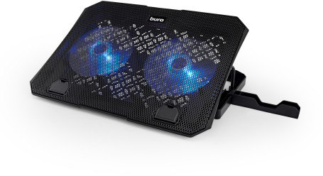 Подставка для ноутбука Buro BU-LCP150-B213 15"335x265x22мм 74.35дБ 1xUSB 2x 140ммFAN 480г металлическая сетка/пластик черный