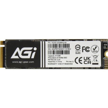 AGI AI218 512GB M.2 2280 PCIe Gen3x4 3080/2200 AGI512GIMAI218-BK (Bulk)