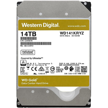 WD Gold 3.5" 14TB SATA 6Gb/s 7200rpm 512MB (WD141KRYZ)