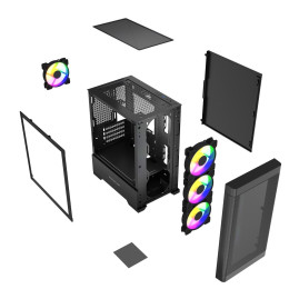 Powercase Mistral Micro A13B, mATX, 4x120mm FRGB, Black, CMMA13B-L4