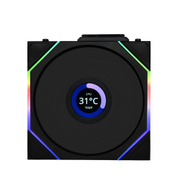 Вентилятор Lian Li UNI FAN TL WIRELESS LCD 120 Reverse Blade / 12RTLLCD1W1B BLACK / 120x124x28мм (PWM, ARGB, 1900 об/мин (Max.), 31dBa) / G99.12RTLLCD1W1B.R0