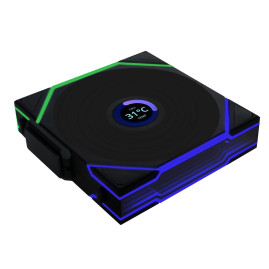 Вентилятор Lian Li UNI FAN TL WIRELESS LCD 120 Reverse Blade / 12RTLLCD1W1B BLACK / 120x124x28мм (PWM, ARGB, 1900 об/мин (Max.), 31dBa) / G99.12RTLLCD1W1B.R0
