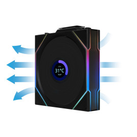 Вентилятор Lian Li UNI FAN TL WIRELESS LCD 120 Reverse Blade / 12RTLLCD1W1B BLACK / 120x124x28мм (PWM, ARGB, 1900 об/мин (Max.), 31dBa) / G99.12RTLLCD1W1B.R0