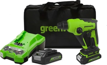 Перфоратор Greenworks GD24SDS1K2 патрон:SDS-plus уд.:1.2Дж аккум.