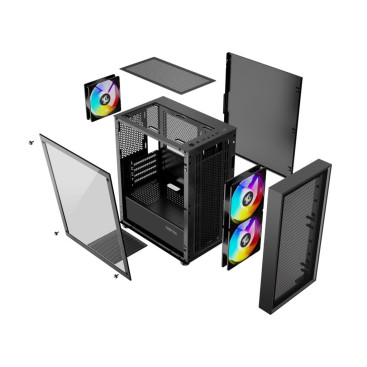 XASTRA A305M 3FRGB, mATX, 3x120mm FRGB, Black, A305M-2FC14F-1FC12F