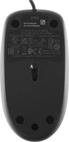 Logitech M90, проводная, 1000dpi, черный