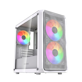 Powercase Mistral Micro A3W ARGB V2, mATX, 3x120mm ARGB, White, CMMAW-A3-V2