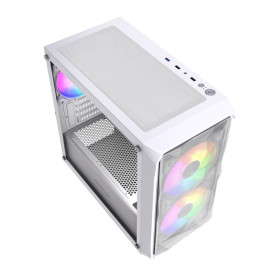 Powercase Mistral Micro A3W ARGB V2, mATX, 3x120mm ARGB, White, CMMAW-A3-V2