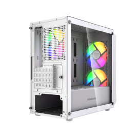 Powercase Mistral Micro A3W ARGB V2, mATX, 3x120mm ARGB, White, CMMAW-A3-V2