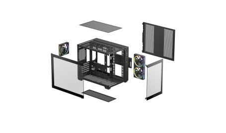 Deepcool CG330 3F, mATX, Aquarium, 3x120mm ARGB, Black