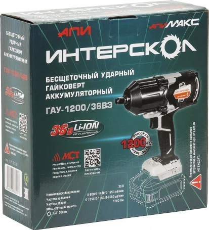 Гайковерт Интерскол ГАУ-1200/36ВЭ аккум. патрон:квад.3/4" (819.0.0.70)