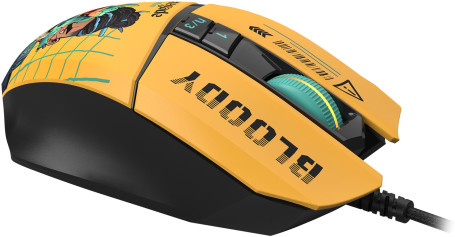 A4Tech Bloody W63 Max Renegade, проводная, 12000dpi, желтый/рисунок
