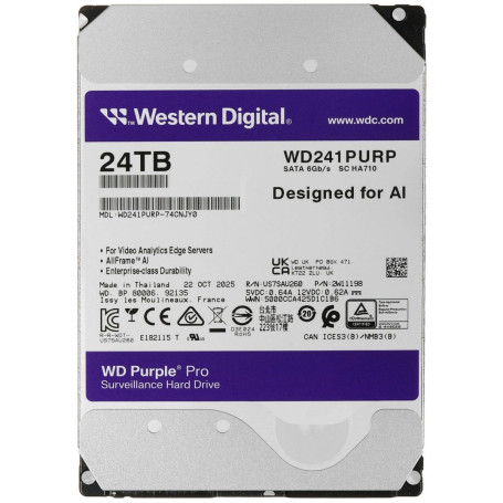 WD Purple Pro 24TB 3.5" SATA 6Gb/s 7200rpm 512MB (WD241PURP)