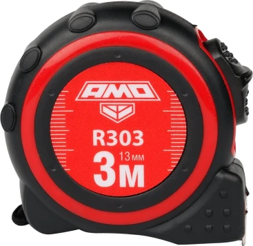 Рулетка строительная Amo R303 дл.полотна 3м изм.шкала в см зацеп простой красный/черный (851506)