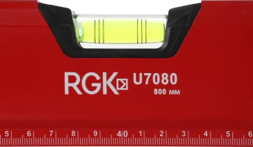 Уровень RGK U7080 пузырьковый 3глаз. магнит. красный