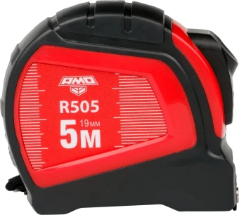 Рулетка строительная Amo R505 дл.полотна 5м изм.шкала в см зацеп простой красный/черный (851650)