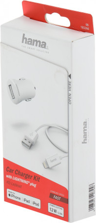 Автомобильное зар./устр. Hama H-183266 12W 2.4A USB для Apple белый (00183266)