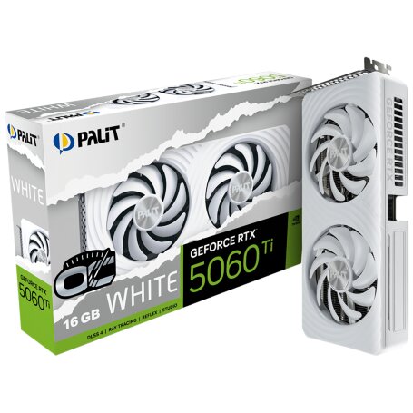 Palit NVIDIA GeForce RTX 5060 Ti WHITE OC 16GB GDDR7 128bit 3xDP HDMI 2FAN (NE7506TU19T1-GB2061M)