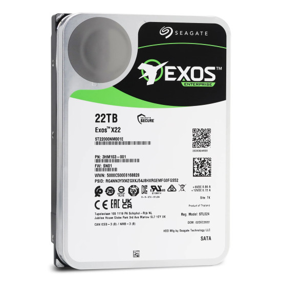 Seagate Exos X22 512E 3.5" 22TB SATA 6Gb/s 7200rpm 512MB ST22000NM001E