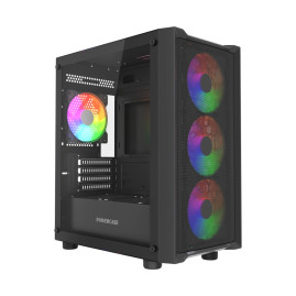 Powercase Mistral Micro EM19, mATX, 4x120mm ARGB, Black, CMMEM19B-A4