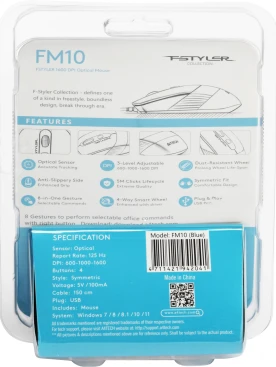 A4Tech Fstyler FM10, проводная, 1600dpi, черный/синий