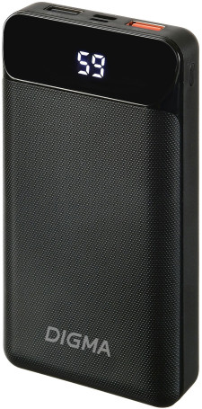 Мобильный аккумулятор Digma DG-20000-PL 20000mAh QC3.0/PD3.0 18W 3A 2xUSB-A/USB-C черный (DG-20000-PL-BK)